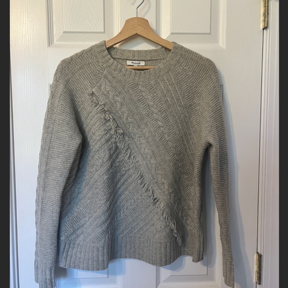 Madewell Merino Wool Fringe Cable Sweater Size Small - Picture 1 of 4